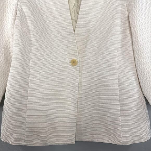 Eileen Fisher Cream Blazer Jacket S Textured Minimalist Workwear Quiet Luxury - Picture 2 of 8
